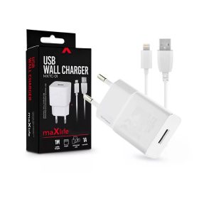   MAXLIFE USB HÁLÓZATI TÖLTŐ ADAPTER + USB - LIGHTNING KÁBEL 1 M-ES VEZETÉKKEL