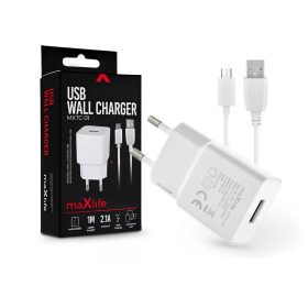 MAXLIFE USB HÁLÓZATI TÖLTŐ ADAPTER + USB - MICRO USB KÁBEL 1 M-ES VEZETÉKKEL