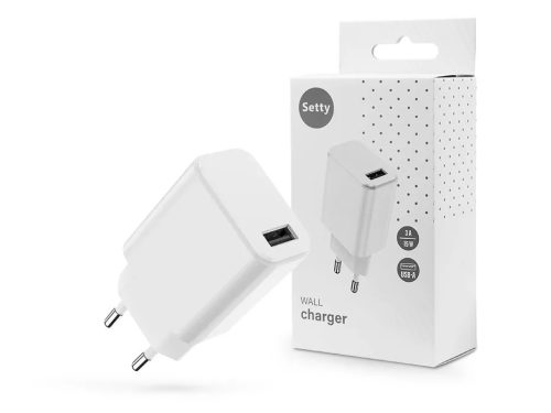 Setty 15W USB hálózati töltő adapter - fehér