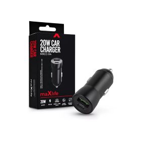   MAXLIFE SZIVARGYÚJTÓS TÖLTŐ ADAPTER USB + TYPE-C BEMENETTEL - 20W - MAXLIFE MXCC