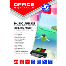 LAMINÁLÓ FÓLIA  A/4 80 MIC OFFICE PRODUCTS 100db/dob