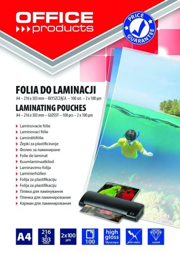 LAMINÁLÓ FÓLIA  A/4 100 MIC OFFICE PRODUCTS 100DB/DOB