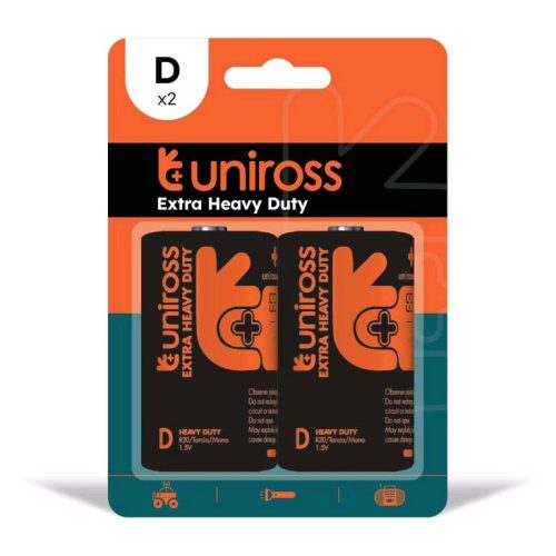 Uniross D/góliát/R20 1,5V szén-cink elem 2db/fólia