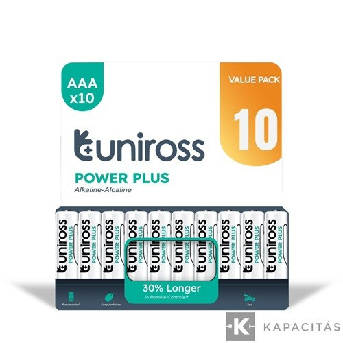 Uniross 1,5V LR03/AAA/mikro tartós alkáli elem POWER PLUS 10db/csomag